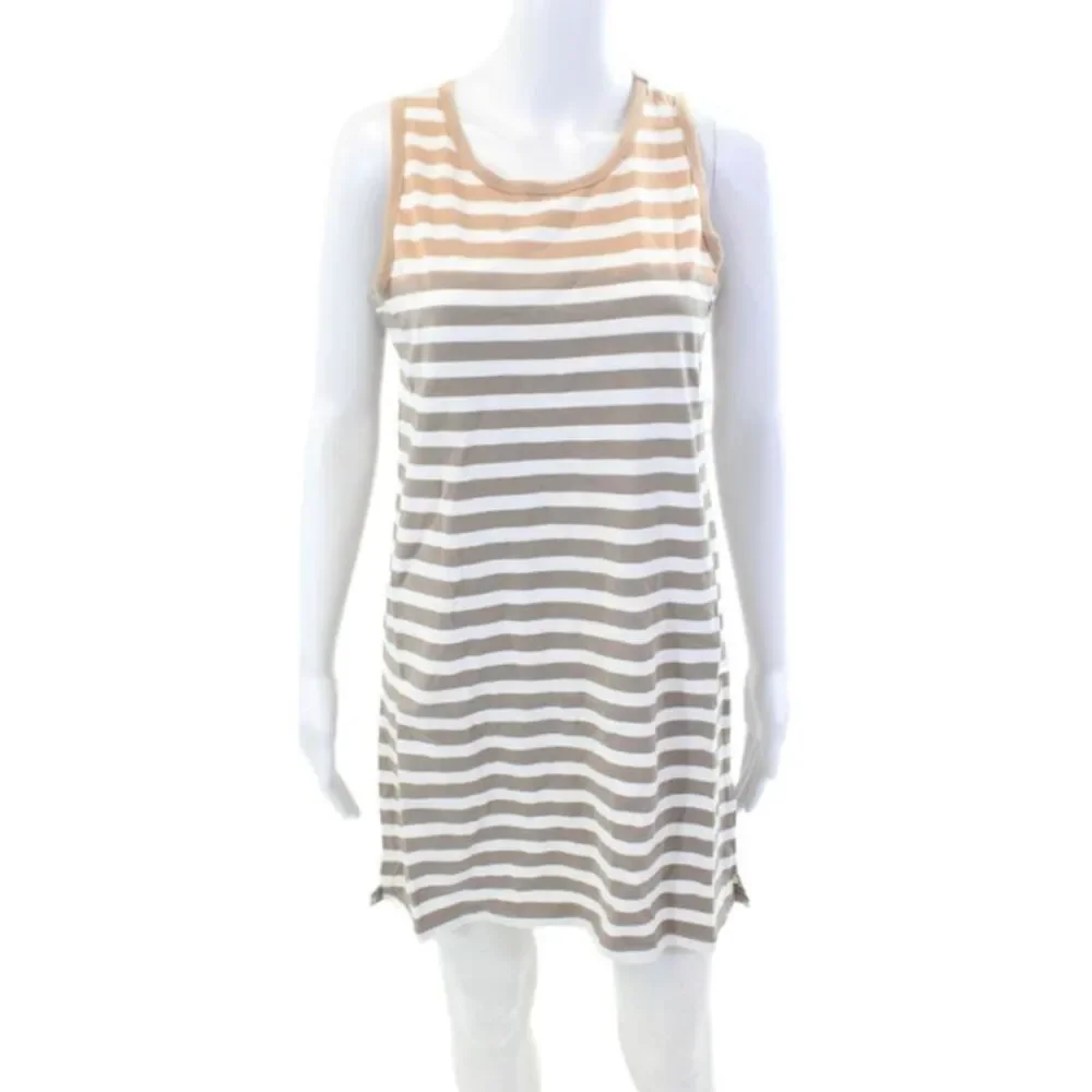 Z Supply Women's Sleeveless Ombre Striped Mini T-Shirt Dress Taupe Size S